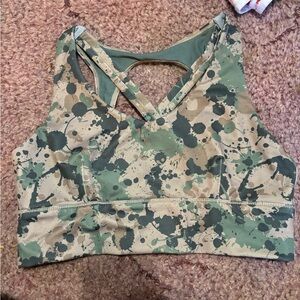 Born primitive splatter paint/camouflage sports bra